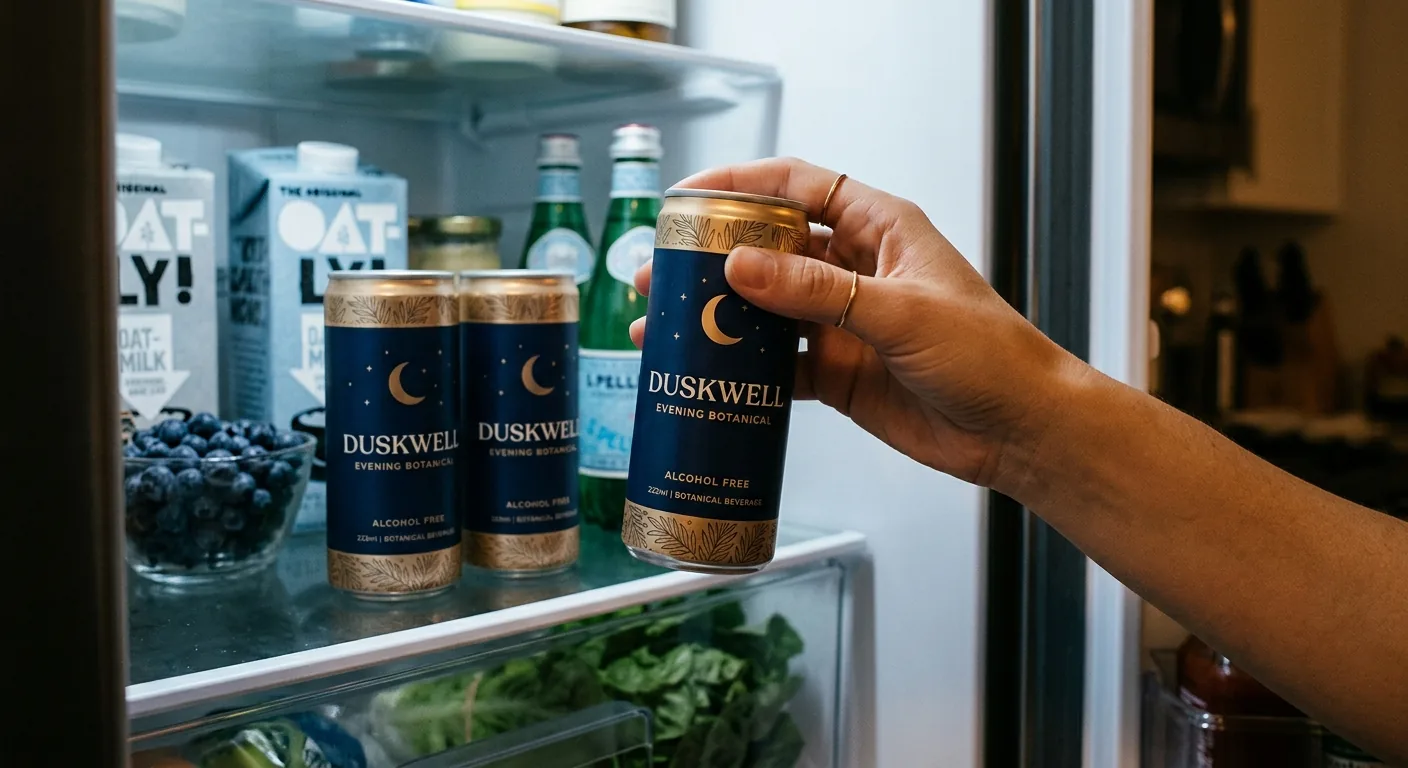 Reaching for Duskwell in the fridge at night